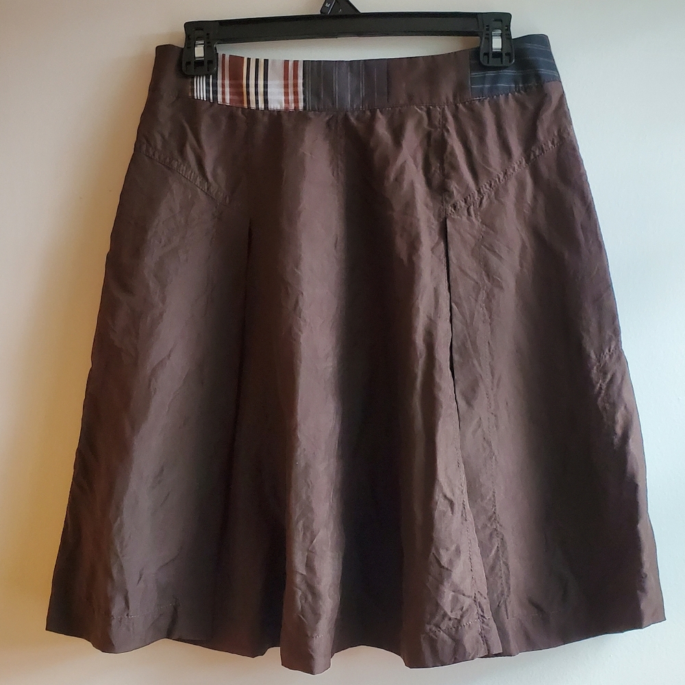 Gunex Silk Pleated Brown with Pattern Skirt